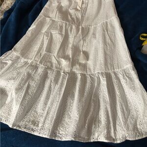Chic White Eyelet Maxi Skirt